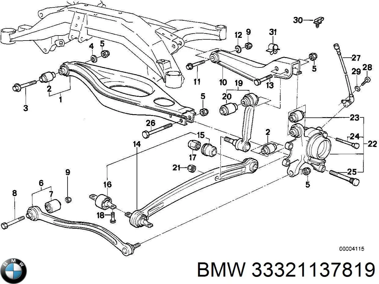 Купити 33321137819 BMW Сайлентблок заднього поперечного важеля, зовнішній