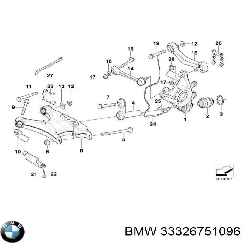 Болт кріплення заднього розвальний важеля, зовнішній на BMW 7 (E38)