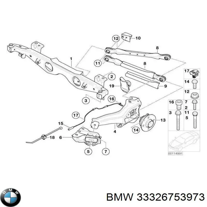 Сайлентблок заднього поздовжнього важеля BMW 33326753973 ціна, від 267.05 USD