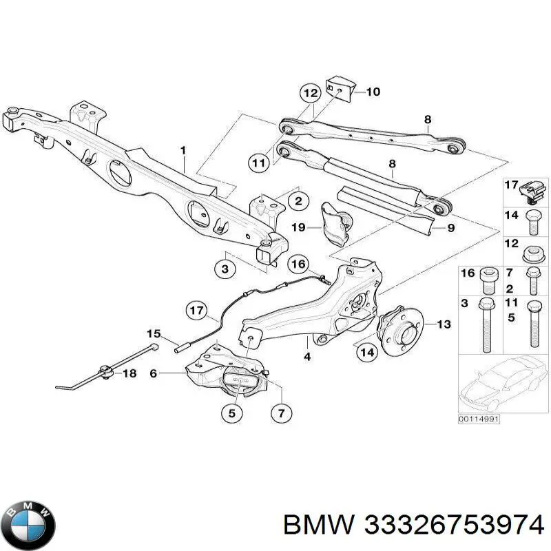 Сайлентблок заднього поздовжнього важеля BMW 33326753974 ціна, від 288.97 USD