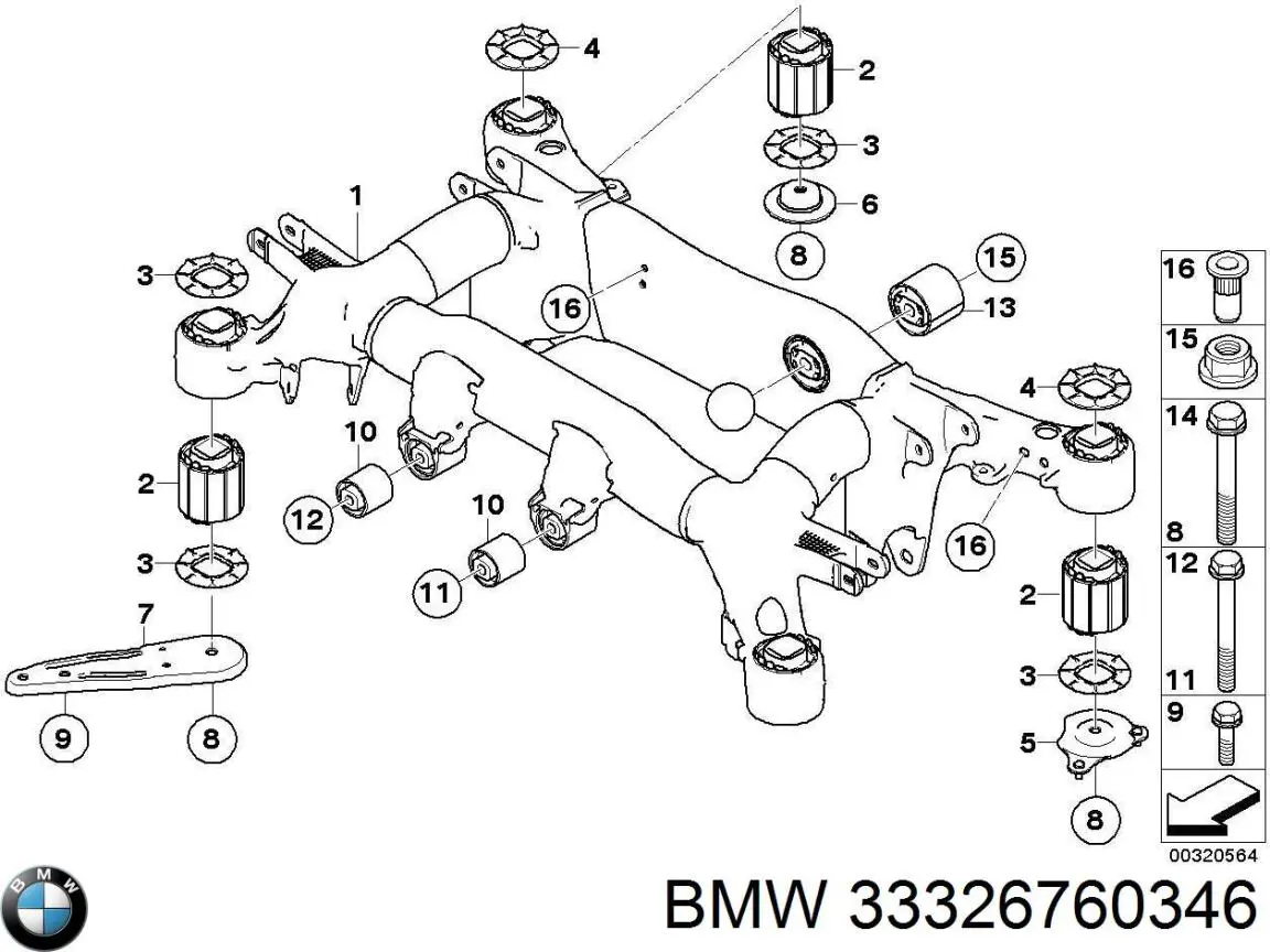 33326760346 BMW болт кріплення амортизатора переднього