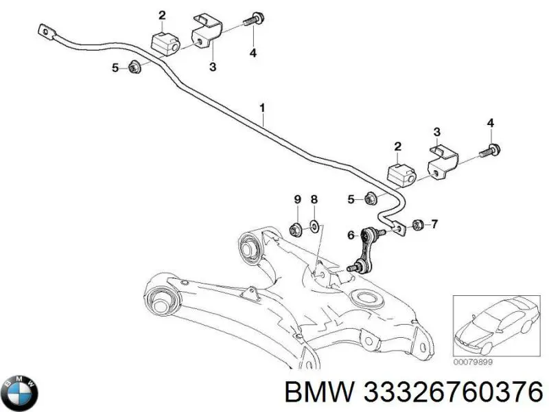 Гайка болта кріплення переднього важеля, нижнього 33326760376 BMW