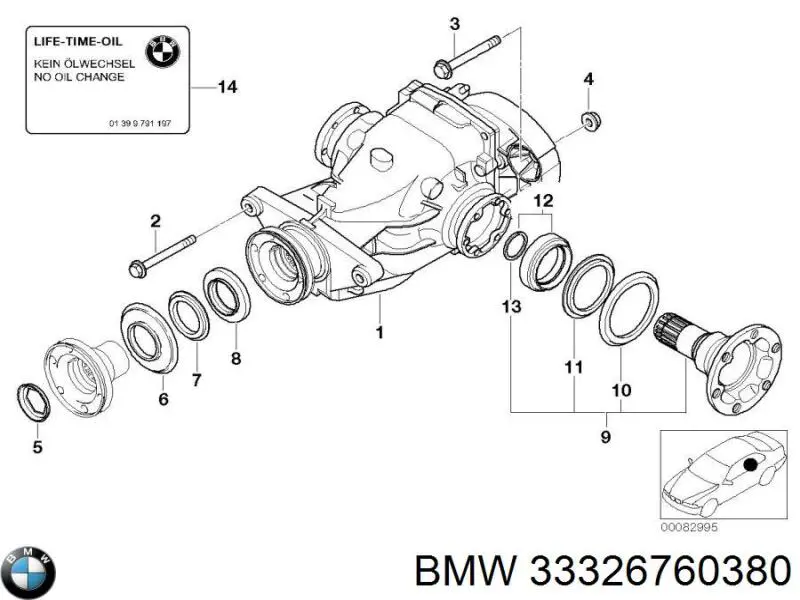 Купити 33326760380 BMW Гайка кріплення сайлентблока заднього нижнього важеля
