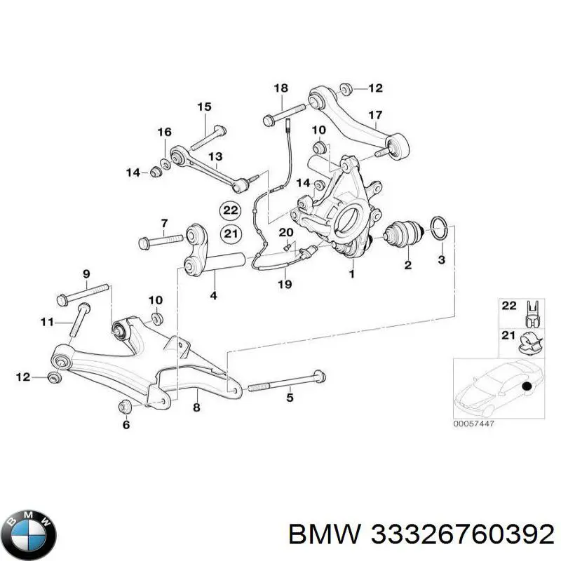 Болт переднього важеля, нижнього 33326760392 BMW