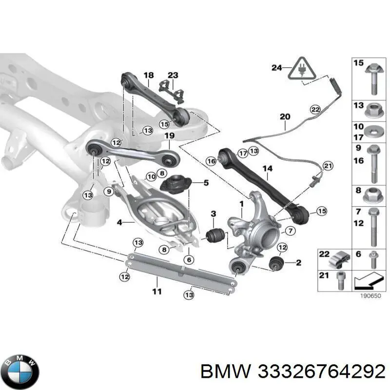 Болт кріплення заднього розвального важеля, внутрішній на BMW 3 (E92)