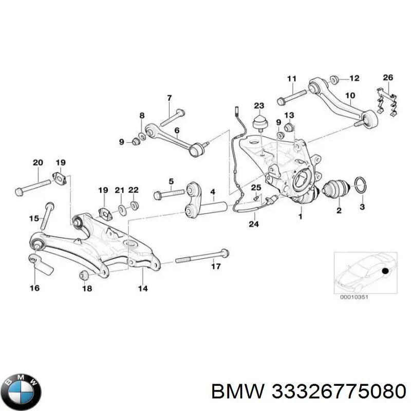 Цапфа - поворотний кулак задній, правий BMW 33326775080 ціна, від 50.68 USD