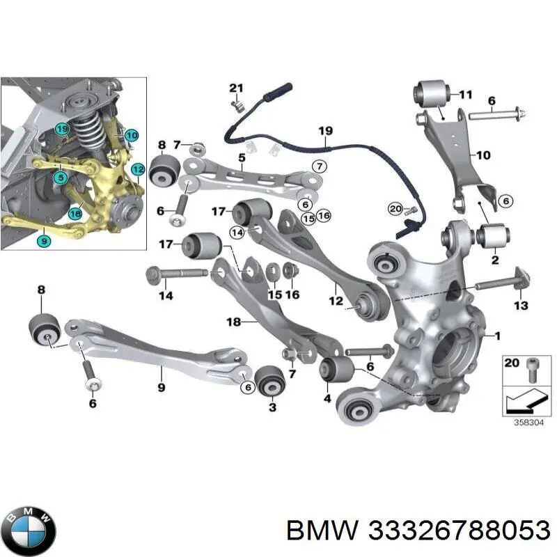 Цапфа - поворотний кулак задній, лівий на BMW X1 (E84)