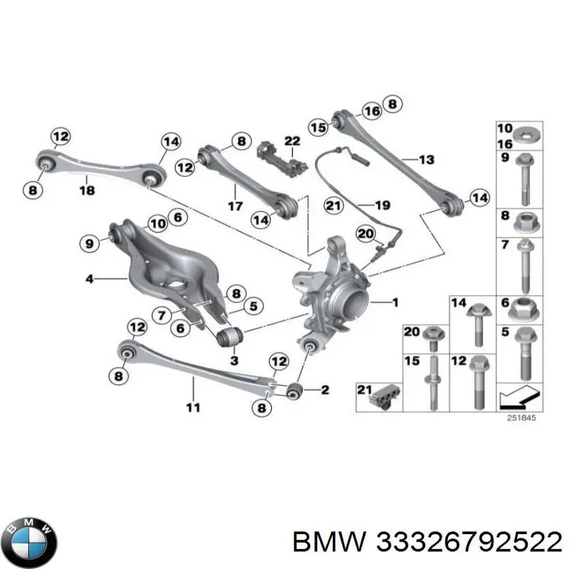 Цапфа - поворотний кулак задній, правий 33326792522 BMW