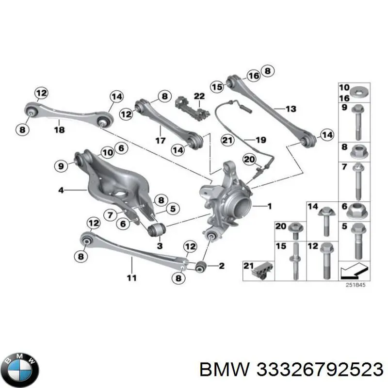 Цапфа - поворотний кулак задній, лівий 33326792523 BMW