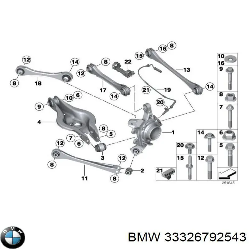 Купити 33326792543 BMW Важіль задньої підвіски верхній, лівий
