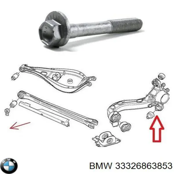 Купити 33326863853 BMW Болт кріплення заднього розвальний важеля, зовнішній