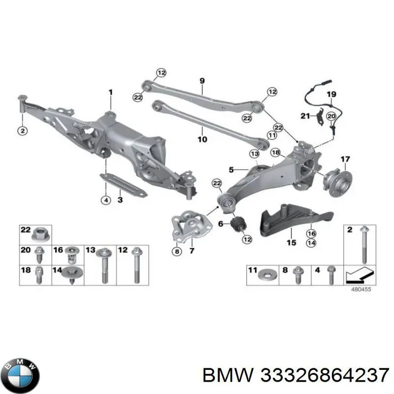 Сайлентблоки поздовжніх важелів передньої підвіски на BMW 1 (F40)