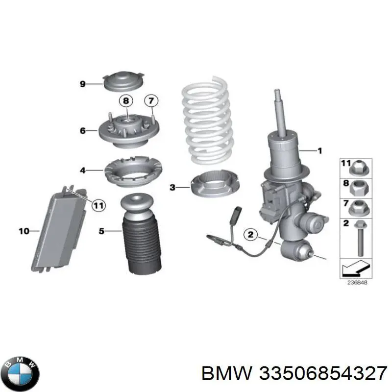 33506854327 BMW Опора амортизатора заднього, лівого