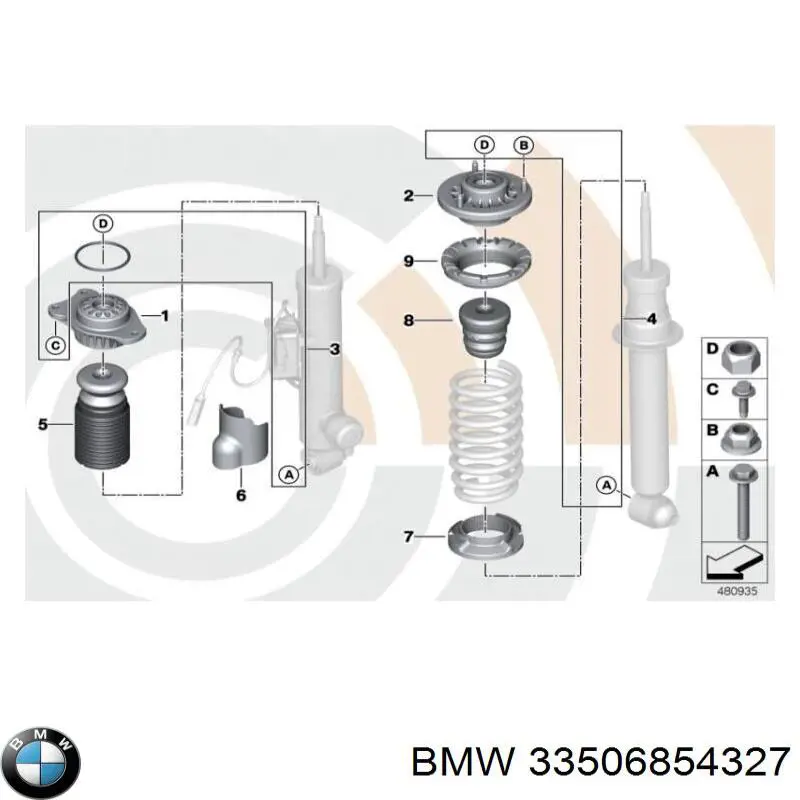Подушка амортизатора заднього, лівого BMW 33506854327 ціна, від 99.15 USD