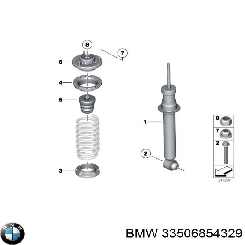 33506854329 BMW Опора амортизатора заднього, лівого