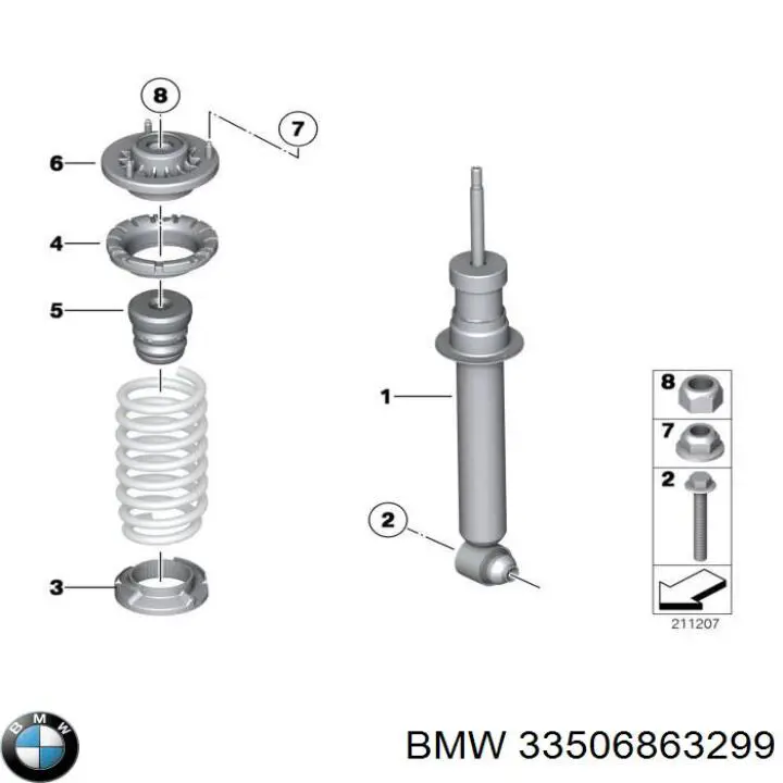 Опора амортизатора заднього BMW 33506863299 ціна, від 27.84 USD