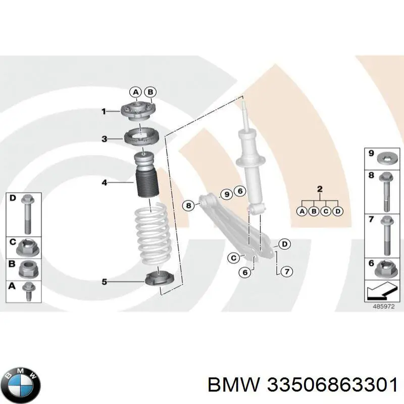 Купити 33506863301 BMW Опора амортизатора заднього