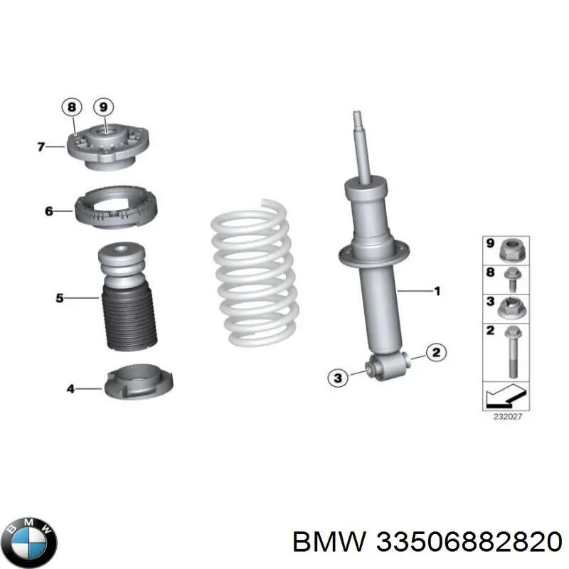 33506882820 BMW Подушка амортизатора заднього, лівого