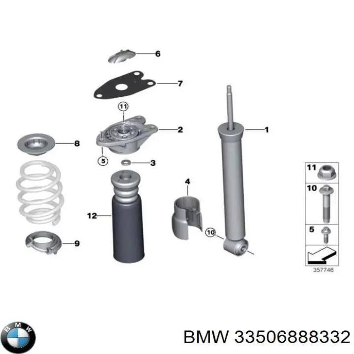 Купити 33506888332 BMW Стійка амортизатора задня