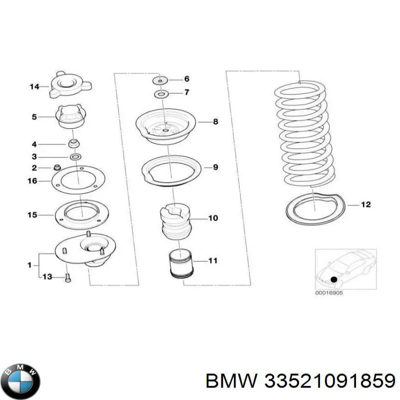 Купити 33521091859 BMW Опора амортизатора заднього