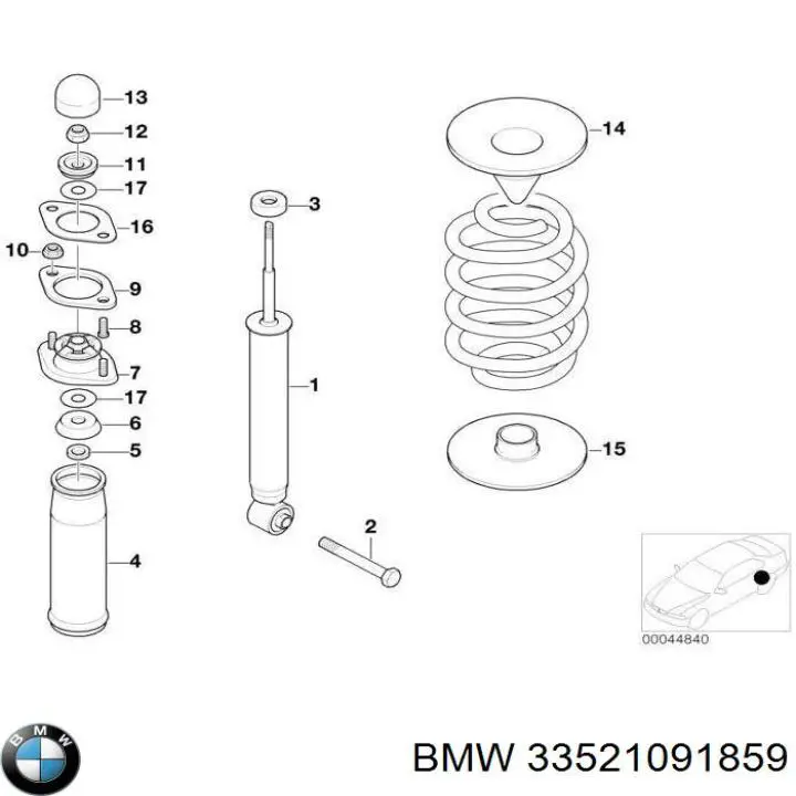 Опора амортизатора заднього BMW 33521091859 ціна, від 4.26 USD