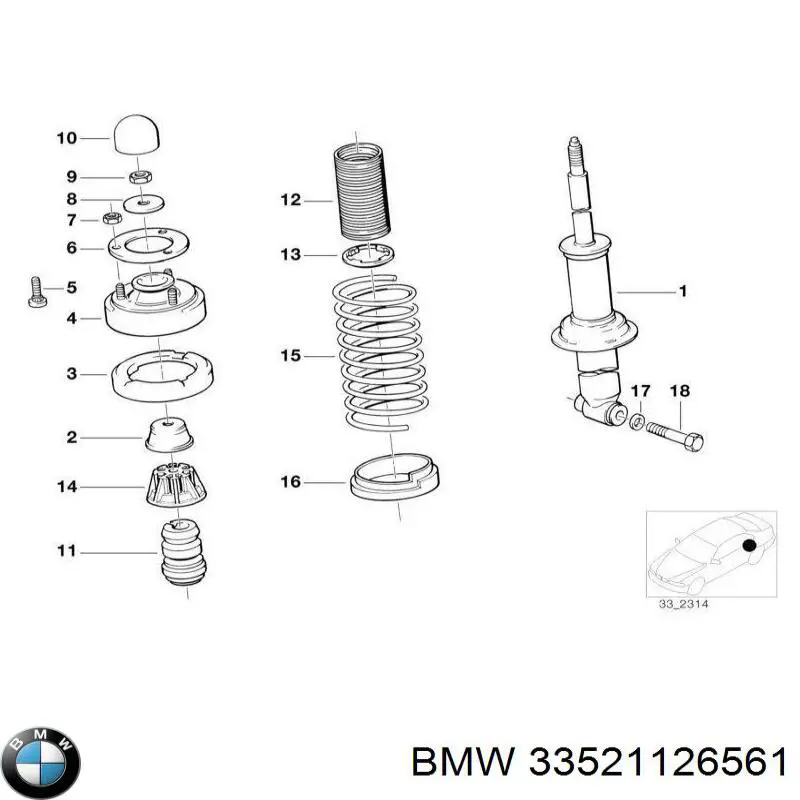 Амортизатор задній 33521126561 BMW