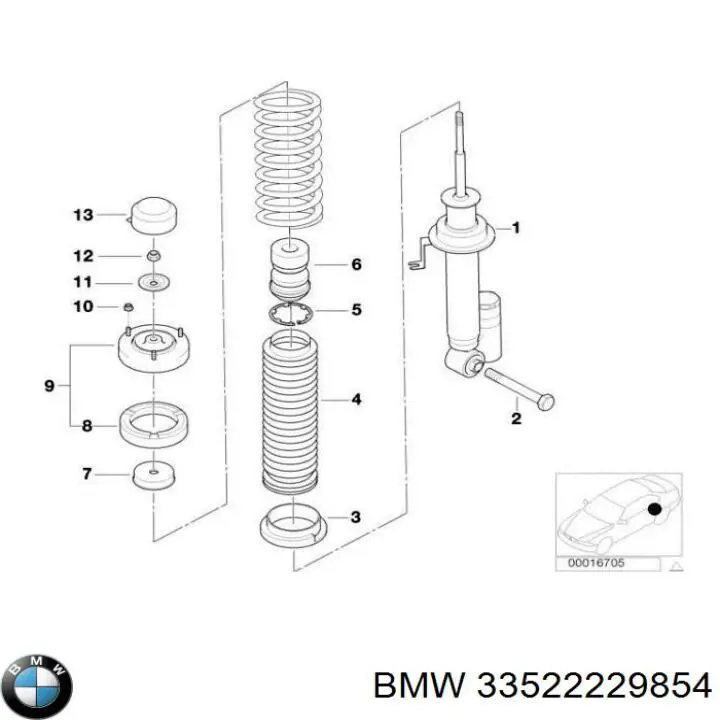 Купити 33522229854 BMW Опора амортизатора заднього