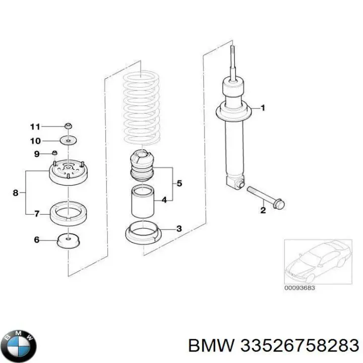Подушка (опора) пружини задньої, верхня BMW 33526758283 ціна, від 6.97 USD