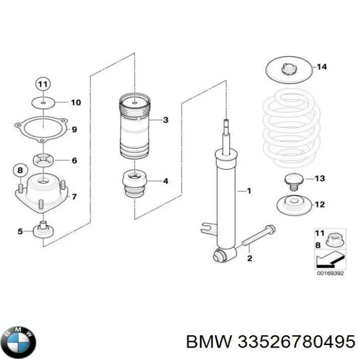 Амортизатор задній, лівий 33526780495 BMW