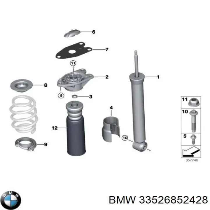 Амортизатор задній BMW 33526852428 ціна, від 35.39 USD