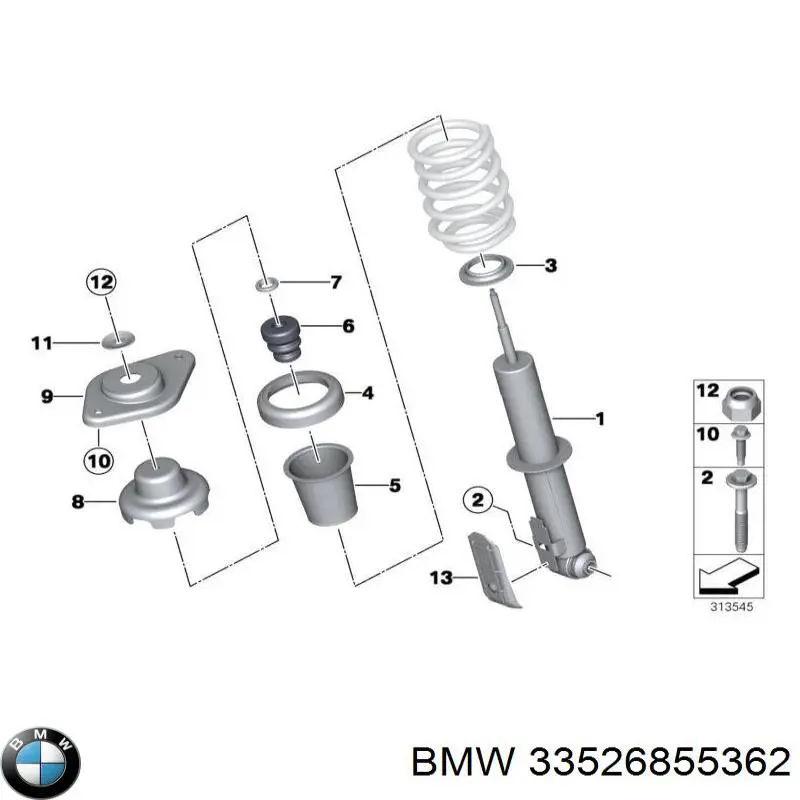 Купити 33526855362 BMW Стійка амортизатора задня