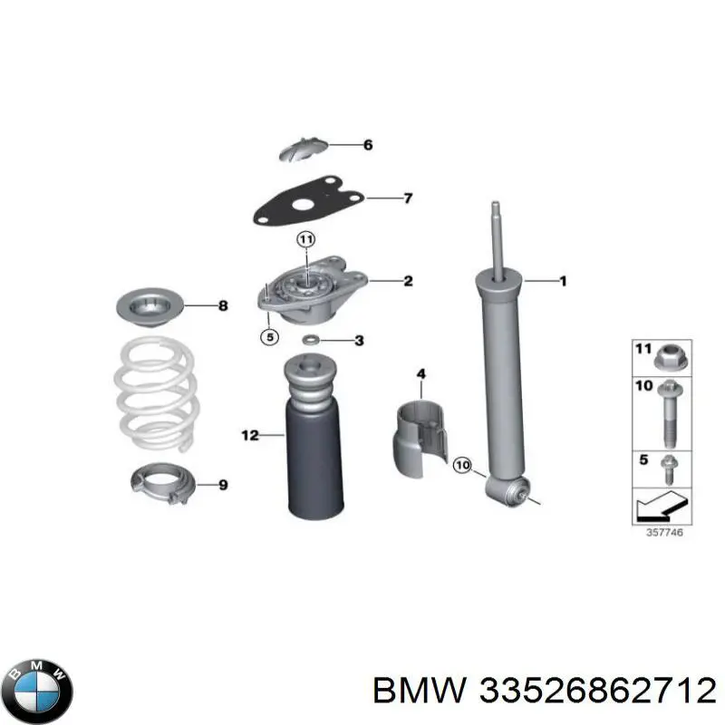 Амортизатор задній BMW 33526862712 ціна, від 54.84 USD