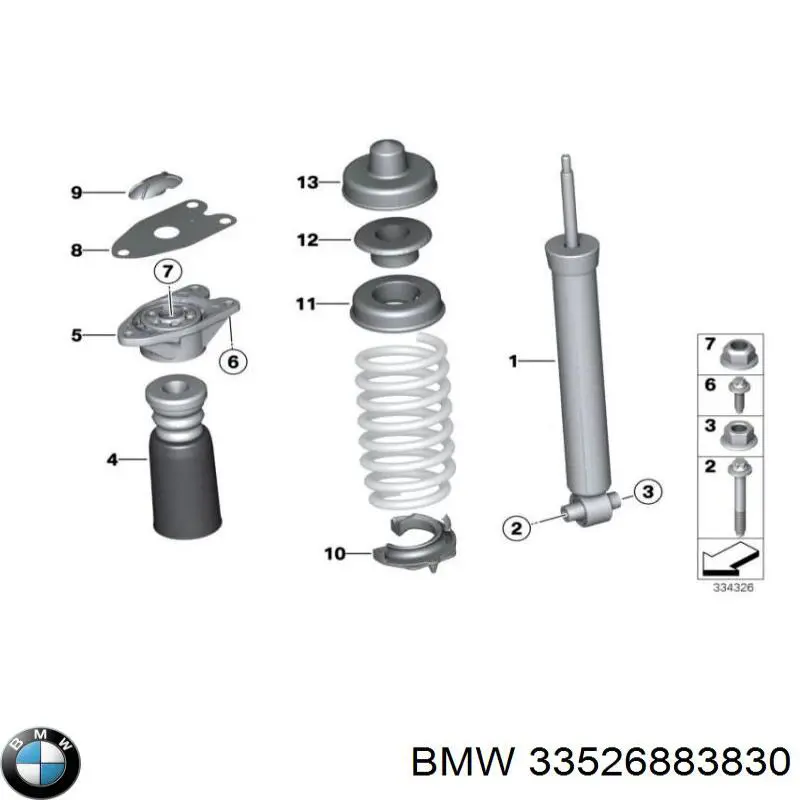 Амортизатор задній BMW 33526883830 ціна, від 44.34 USD
