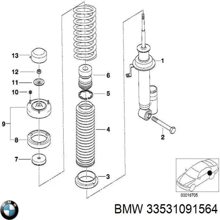 Купити 33531091564 BMW Буфер-відбійник амортизатора заднього