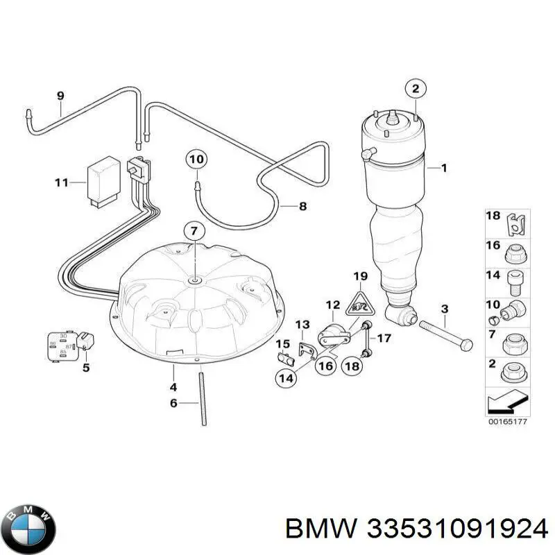 Проставка (гумове кільце) пружини задньої, верхня BMW 33531091924 ціна, від 58.25 USD
