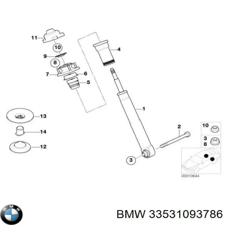 Купити 33531093786 BMW Проставка (гумове кільце) пружини задньої, верхня