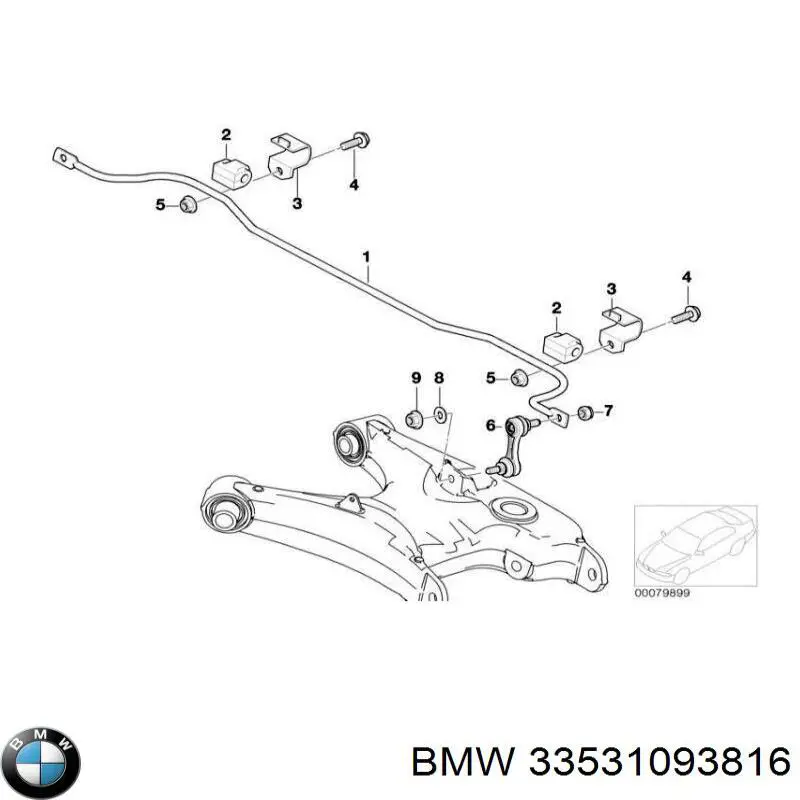 Стабілізатор задньої осі BMW 33531093816 ціна, від 19.00 USD