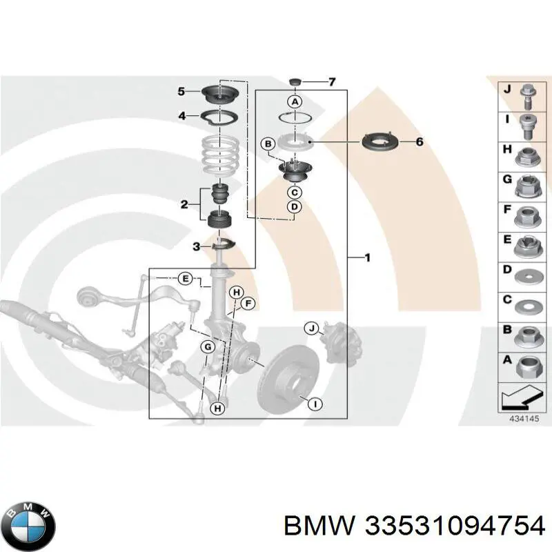 Купити 33531094754 BMW Проставка (гумове кільце) пружини задньої, верхня