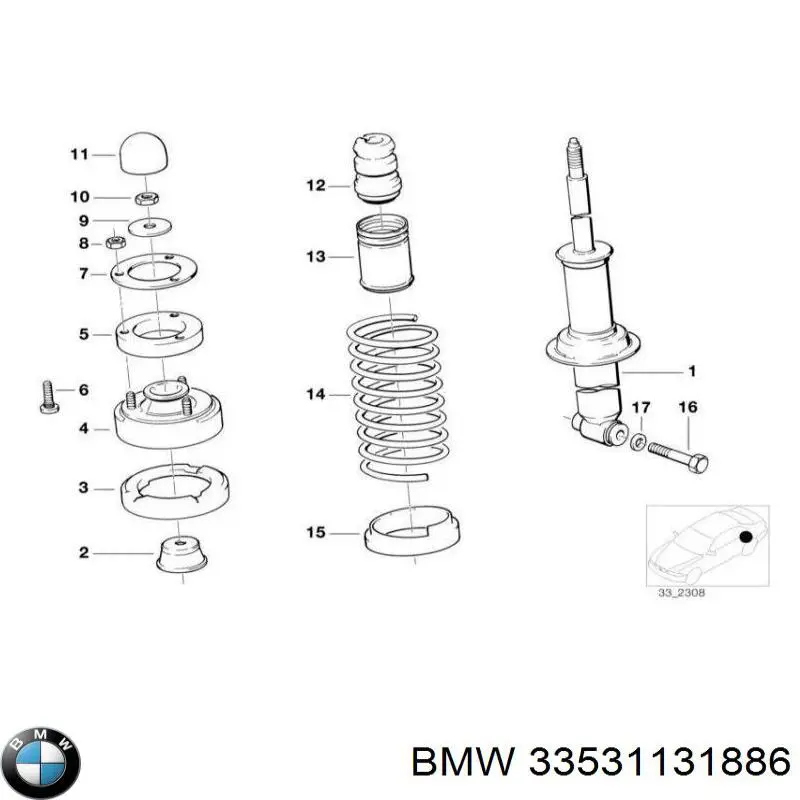 Пружина задня BMW 33531131886 ціна, від 183.90 USD