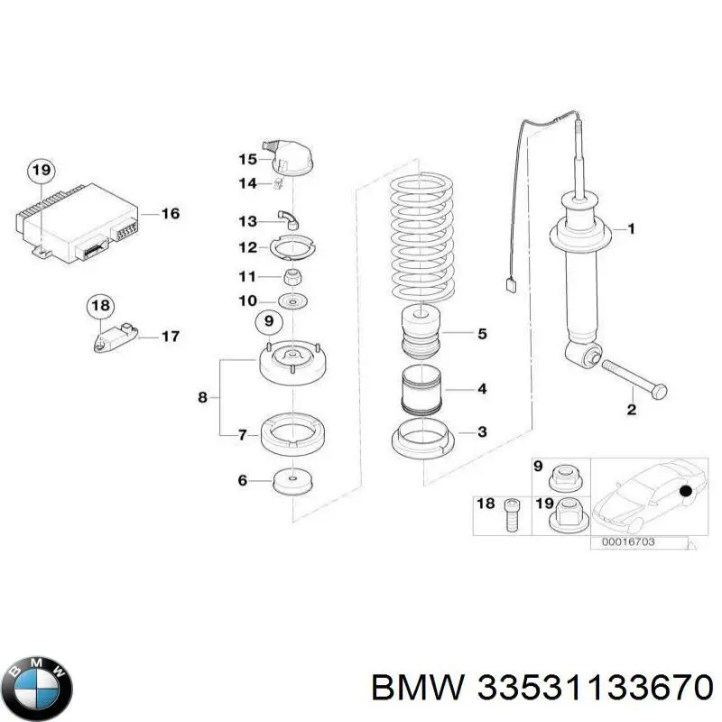 33531133670 BMW проставка (гумове кільце пружини задньої, верхня)