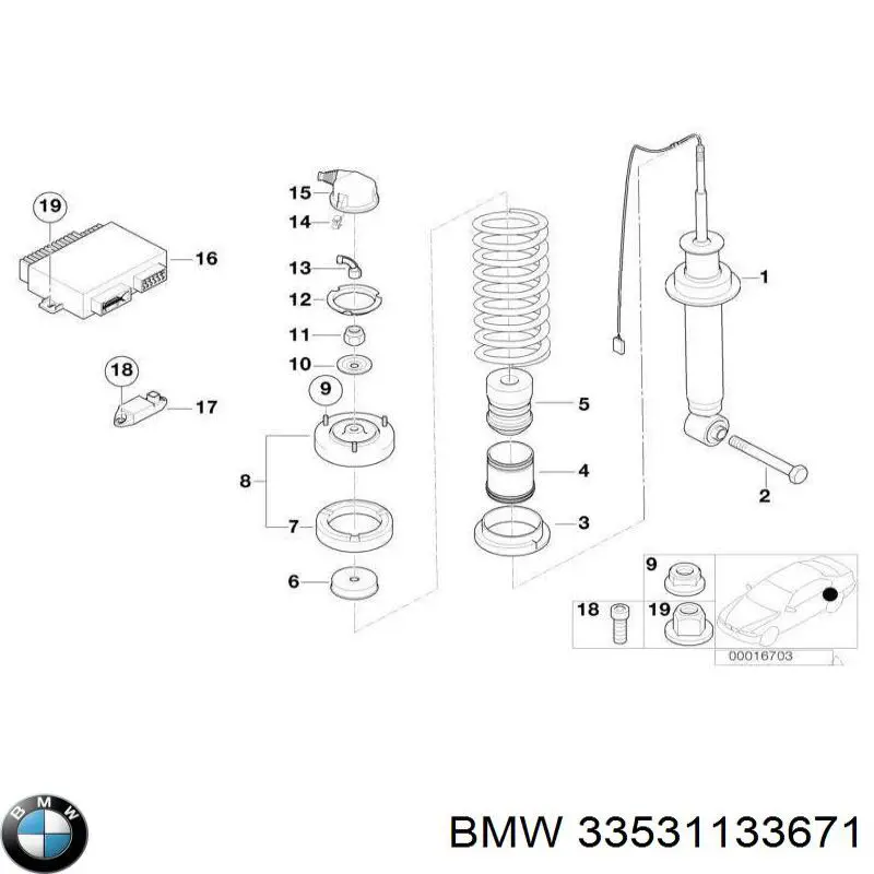 Купити 33531133671 BMW Проставка (гумове кільце) пружини задньої, нижня