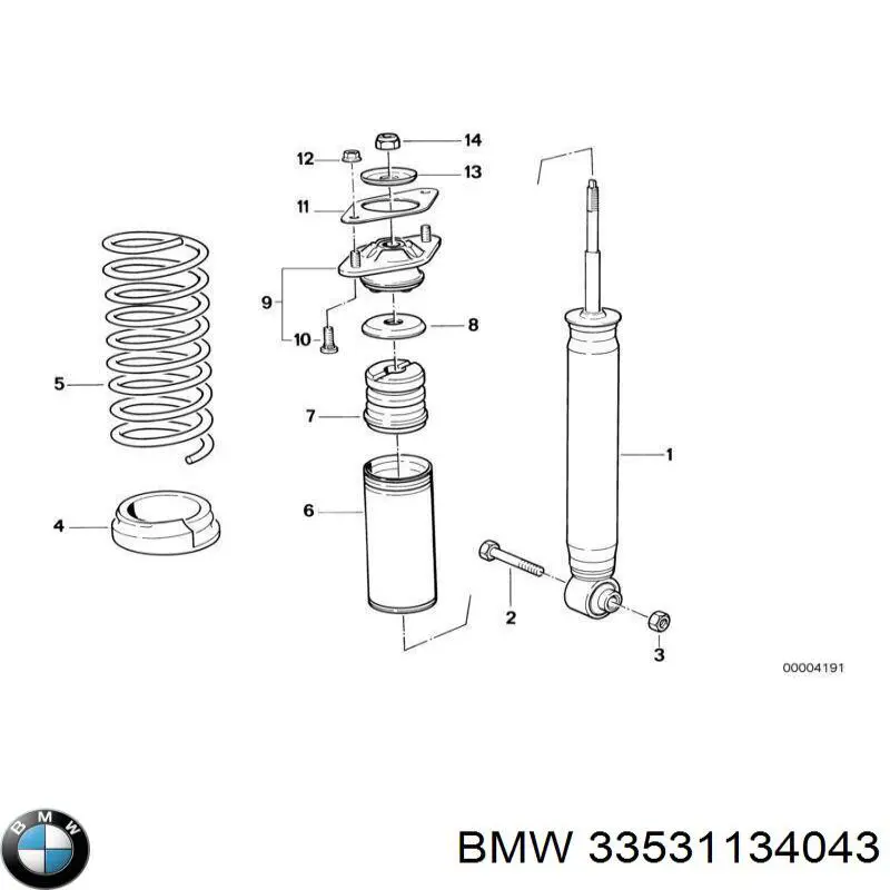 Буфер-відбійник амортизатора заднього на BMW 8 (E31)