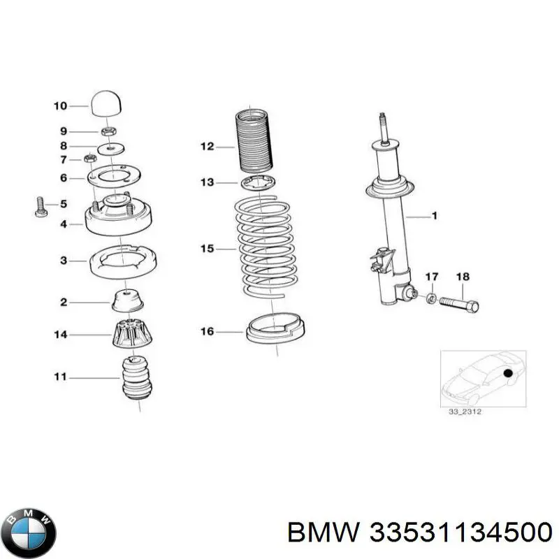 Пружина задня BMW 33531134500 ціна, від 41.38 USD