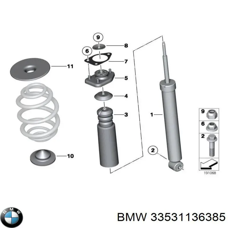 33531127516 BMW проставка (гумове кільце пружини задньої, нижня)