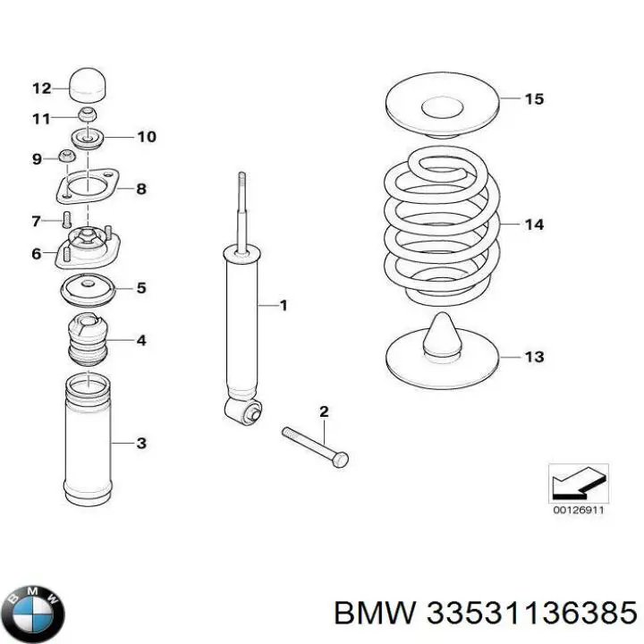 Проставка (гумове кільце) пружини задньої, нижня 33531136385 BMW