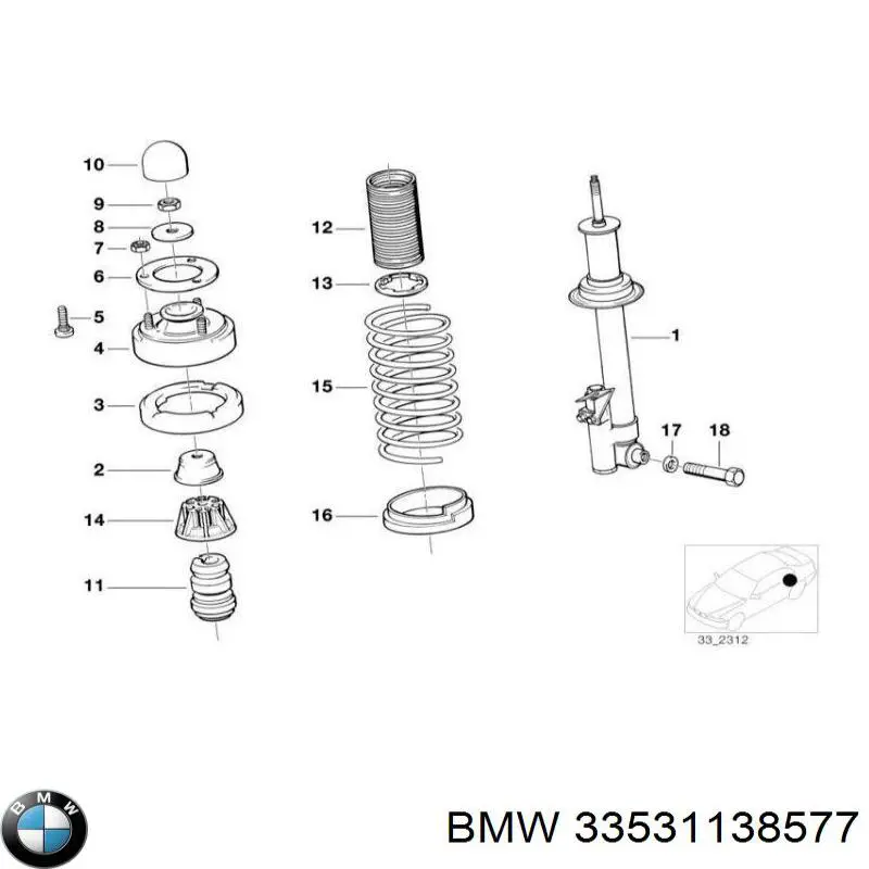Відбійник на задні амортизатори BMW 33531138577 ціна, від 6.63 USD