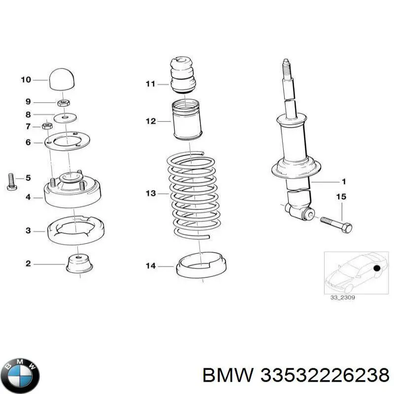 Відбійник на задні амортизатори BMW 33532226238 ціна, від 38.38 USD
