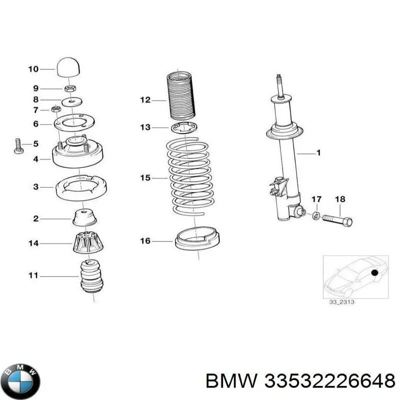 Пружина задня BMW 33532226648 ціна, від 183.90 USD