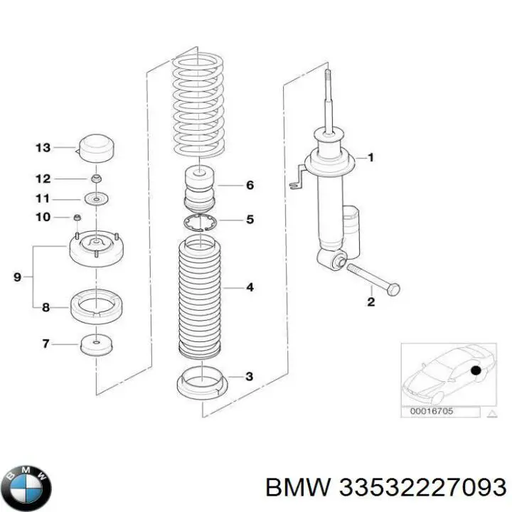 Купити 33532227093 BMW Буфер-відбійник амортизатора заднього