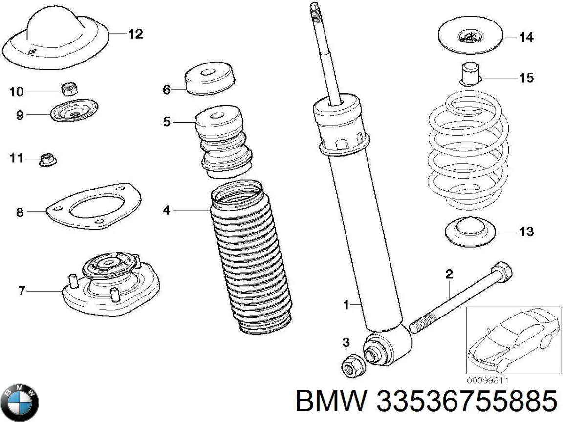 Буфер-відбійник амортизатора заднього 33536755885 BMW